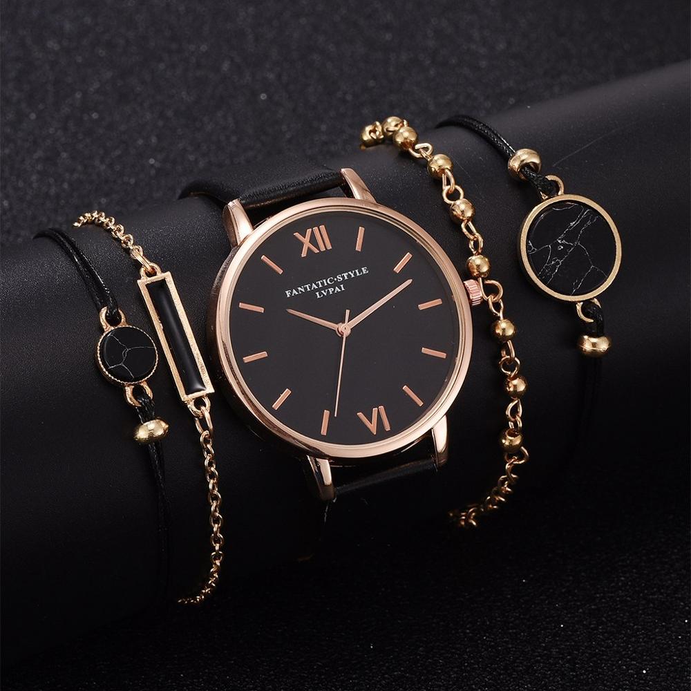 Lvpai Damen Minimalistisches Quarzuhren- und Armbandset