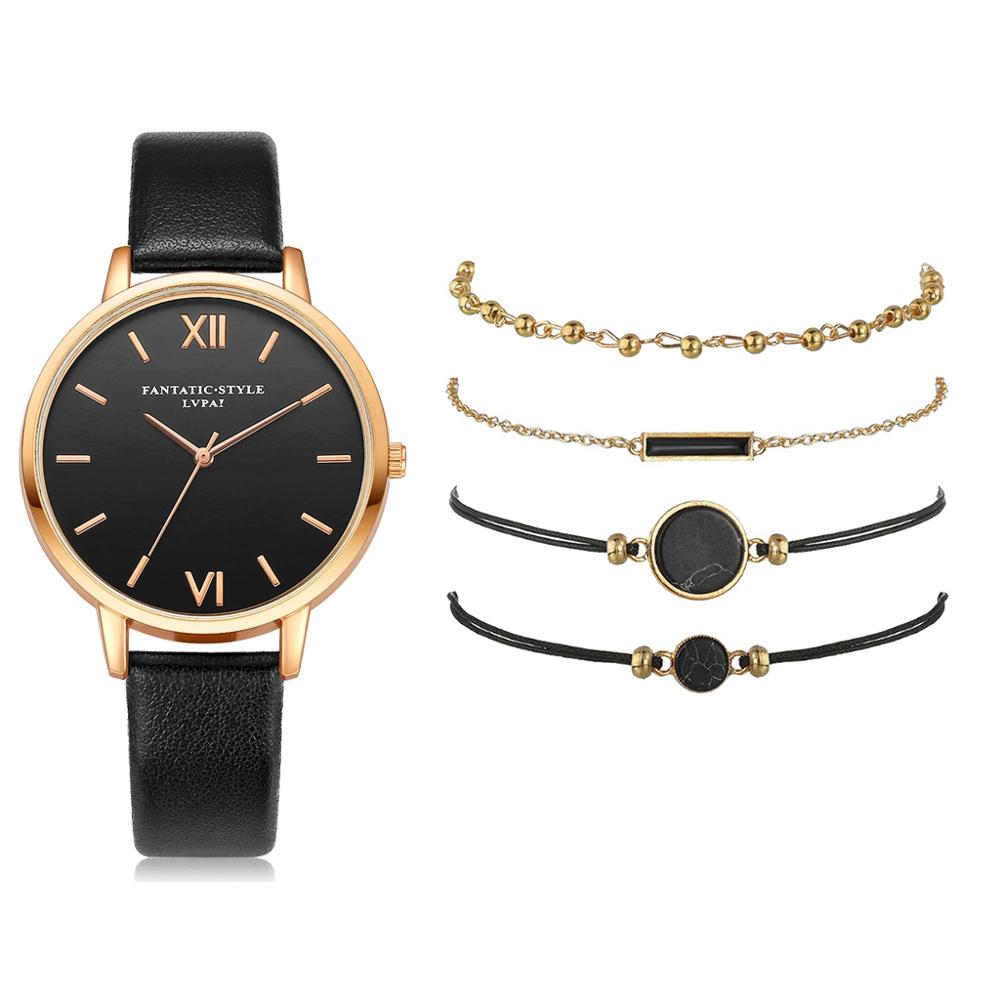 Lvpai Damen Minimalistisches Quarzuhren- und Armbandset