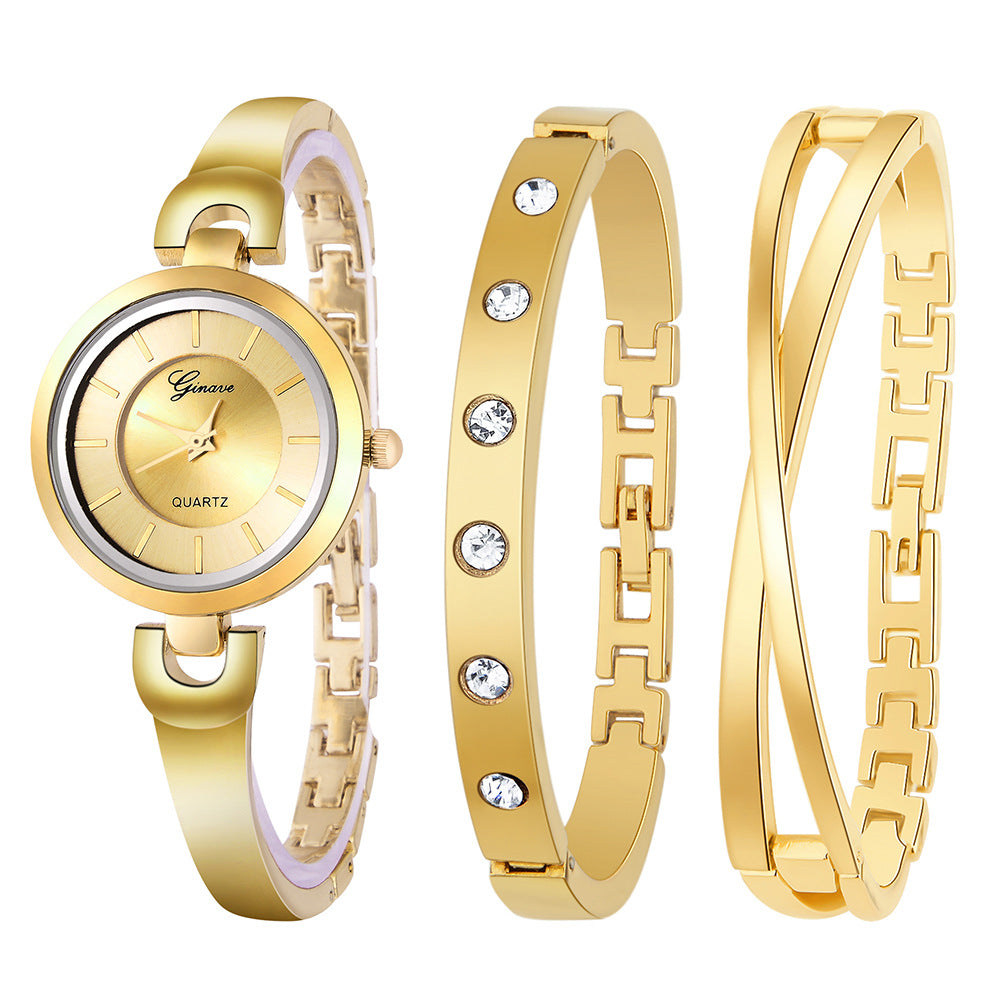 3-teiliges Armband- und Quarzuhr-Set für Frauen