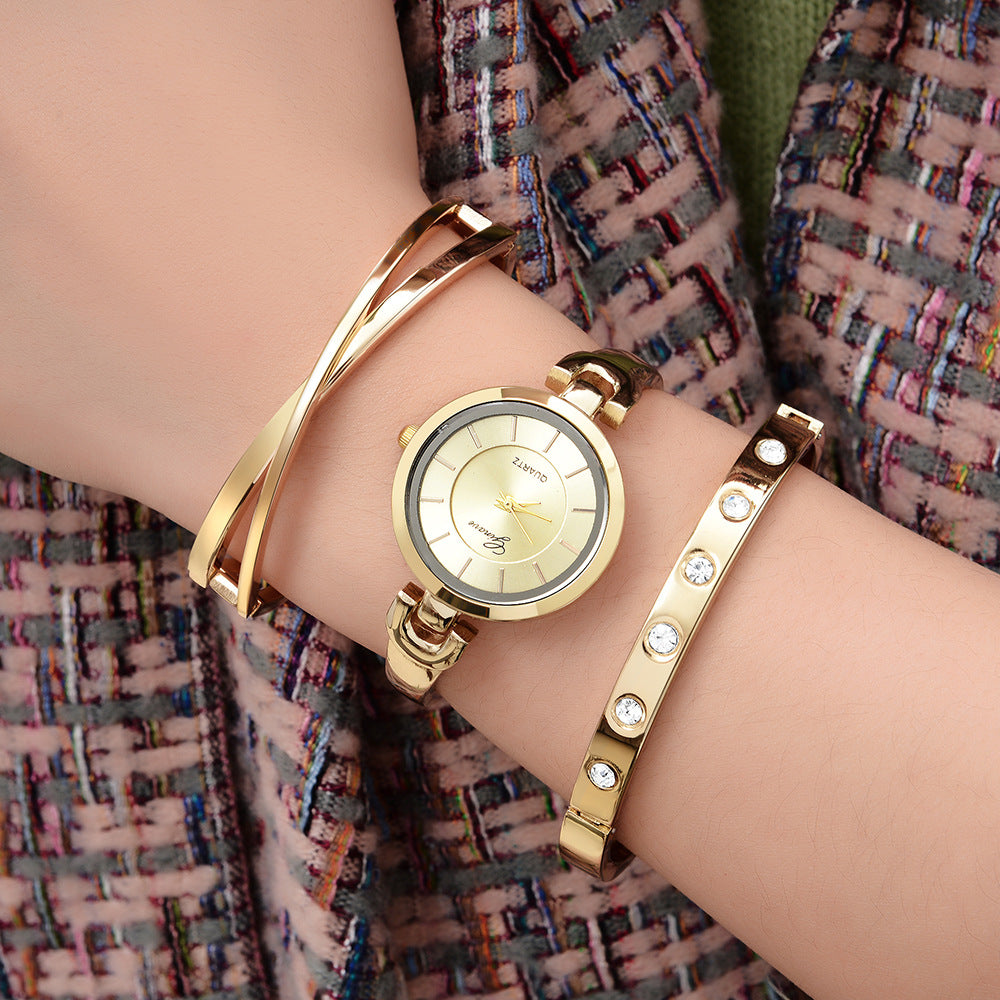 3-teiliges Armband- und Quarzuhr-Set für Frauen