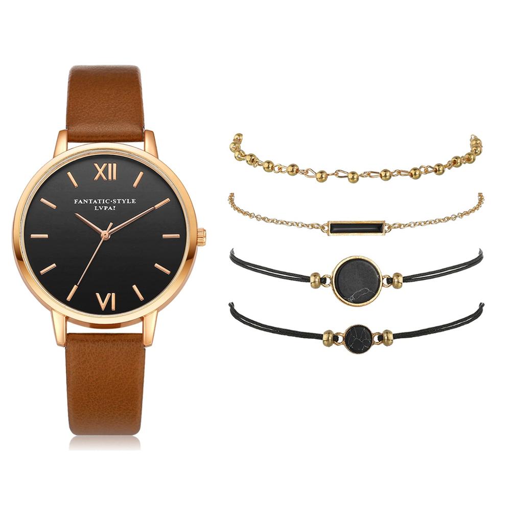 Lvpai Damen Minimalistisches Quarzuhren- und Armbandset