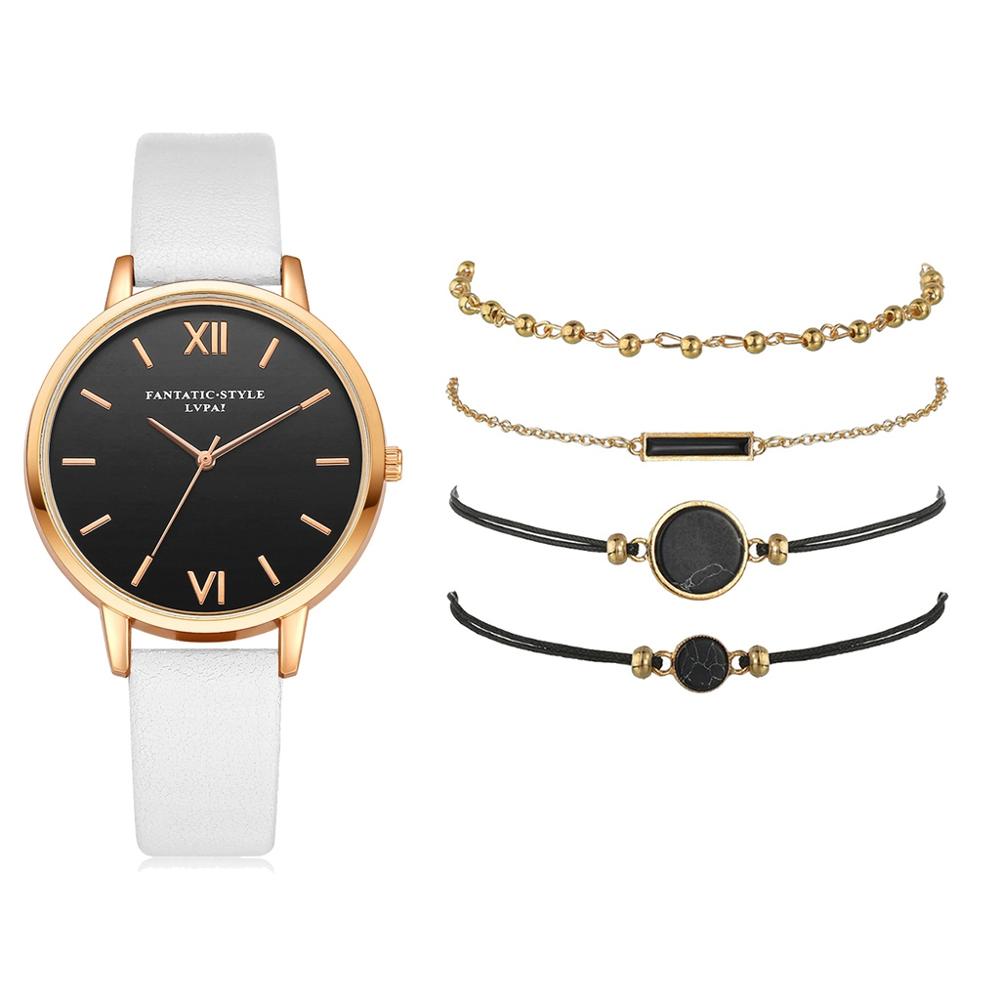 Lvpai Damen Minimalistisches Quarzuhren- und Armbandset