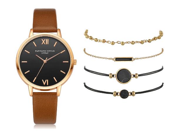 Lvpai Damen Minimalistisches Quarzuhren- und Armbandset
