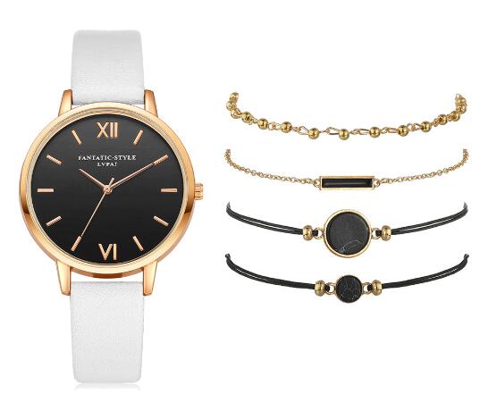 Lvpai Damen Minimalistisches Quarzuhren- und Armbandset